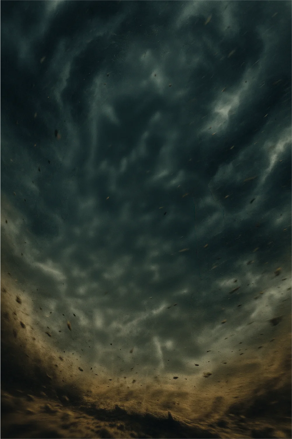 Mujer mayor avanzando con vestido rojo en un escenario dramático