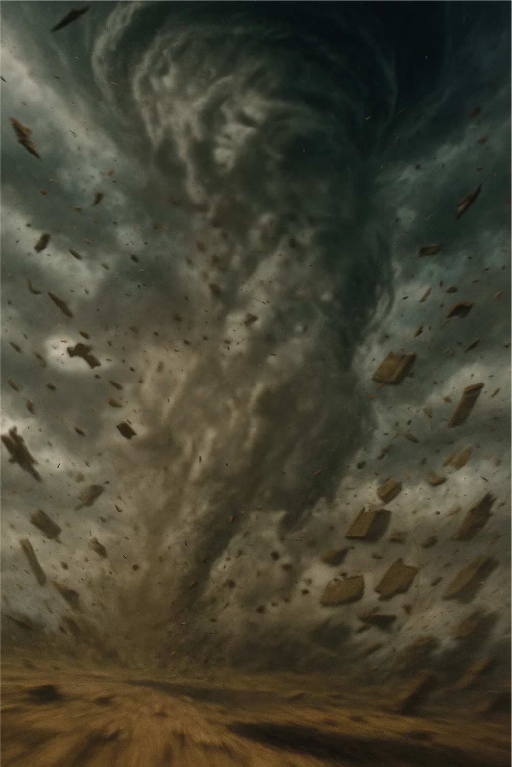 Niña corriendo con un perrito en un escenario dramático